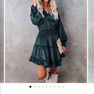 Vici Collection- Satin Tiered Ruffle Dress